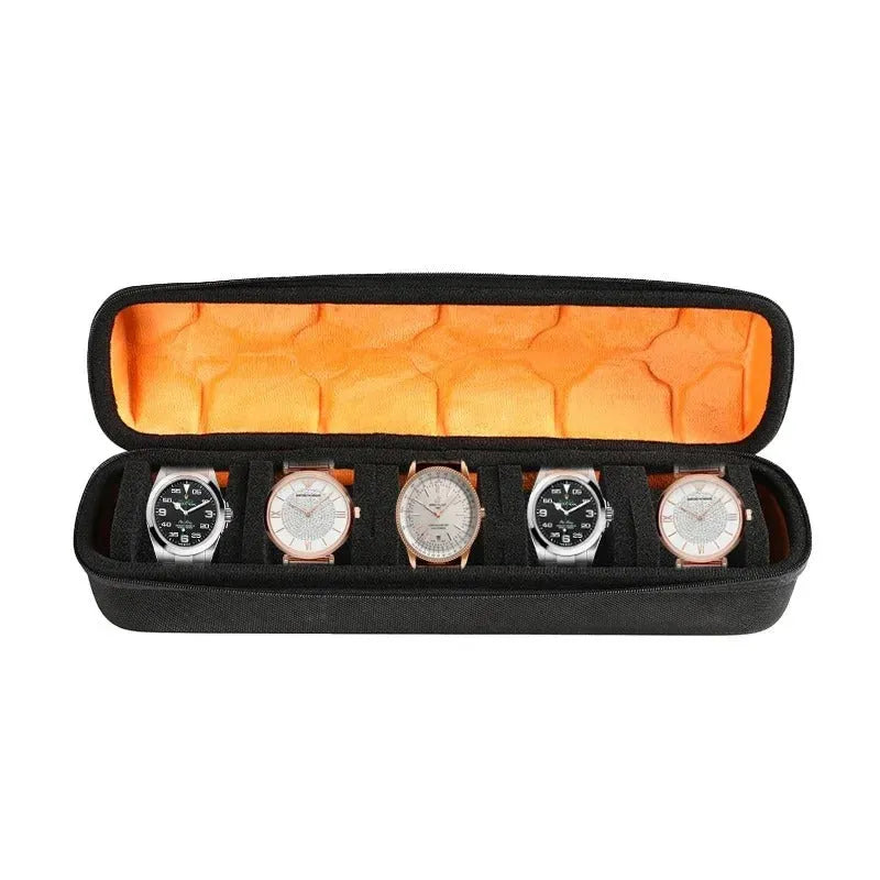 Luxury 5-Grid Watch Storage Case – Velvet Lined Travel Watch Organizer - Image 3
