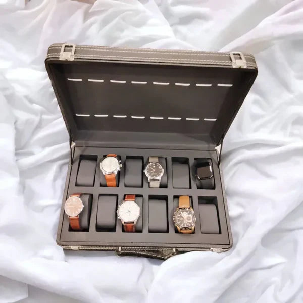 Premium 12 Grid PU Leather Watch Display Box