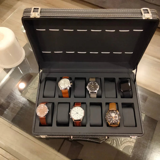 Premium 12 Grid PU Leather Watch Display Box - Image 2