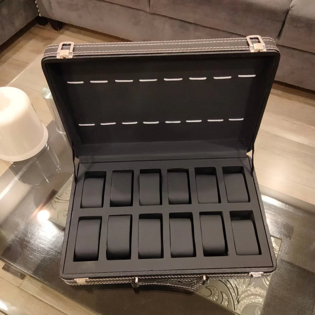 Premium 12 Grid PU Leather Watch Display Box - Image 3