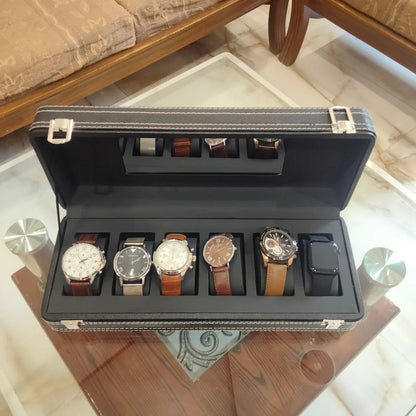 Premium 6 Grid PU Leather Watch Display Box