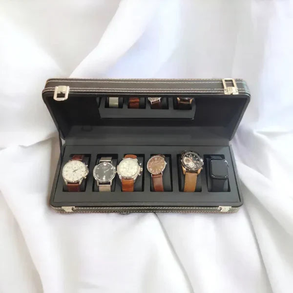 Premium 6 Grid PU Leather Watch Display Box - Image 2