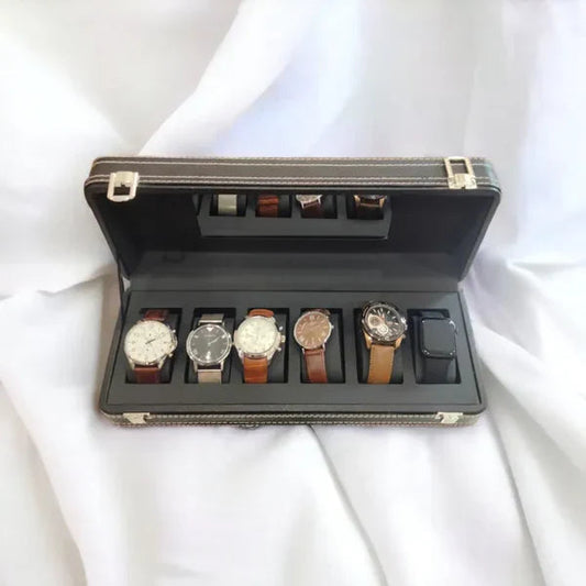 Premium 6 Grid PU Leather Watch Display Box - Image 2