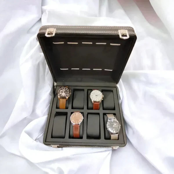 Premium 8 Grid PU Leather Watch Display Box