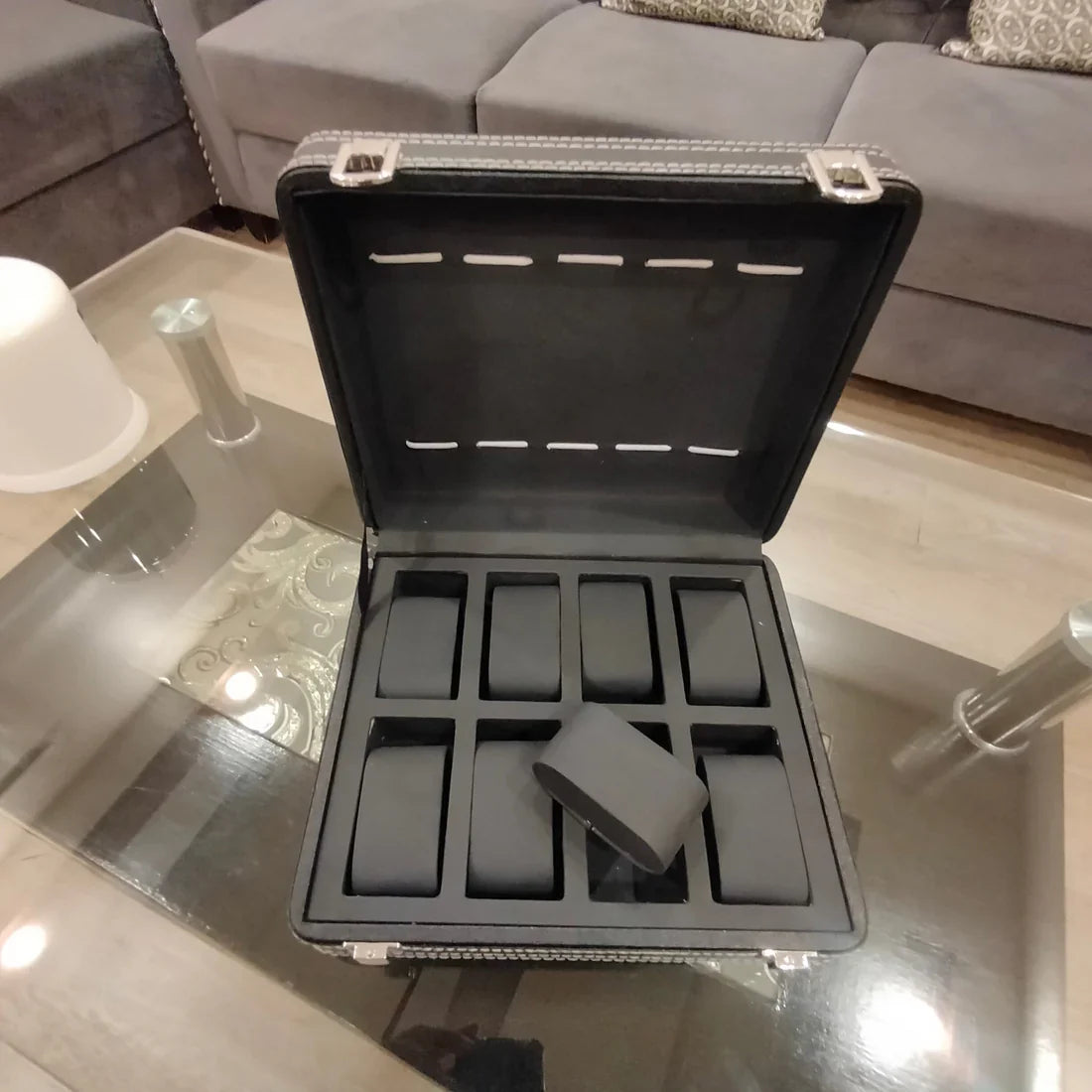 Premium 8 Grid PU Leather Watch Display Box - Image 2