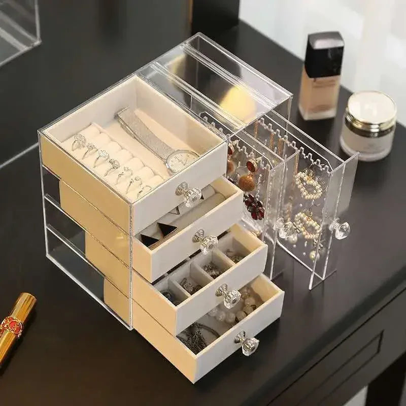 Transparent Acrylic Storage Box | Multi-Layer Dust-Proof Jewelry & Cosmetic Drawer Organizer