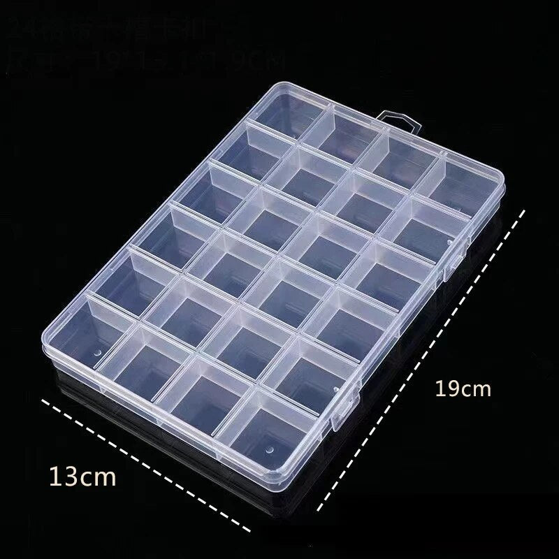 24-Grid Transparent Plastic Storage Box | Multi-Use Organizer for Jewelry, Beads, Nail Art & Pills
