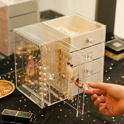 Transparent Acrylic Storage Box | Multi-Layer Dust-Proof Jewelry & Cosmetic Drawer Organizer