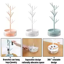 360° Rotating Antler Tree Jewelry Organizer & Acrylic Storage Base - Image 5