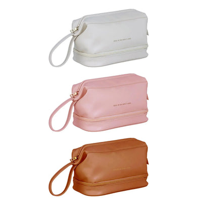 Large Capacity Makeup Pouch – Dual-Layer Multifunction Cosmetic Bag with Handle