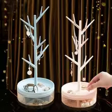 360° Rotating Antler Tree Jewelry Organizer & Acrylic Storage Base - Image 2