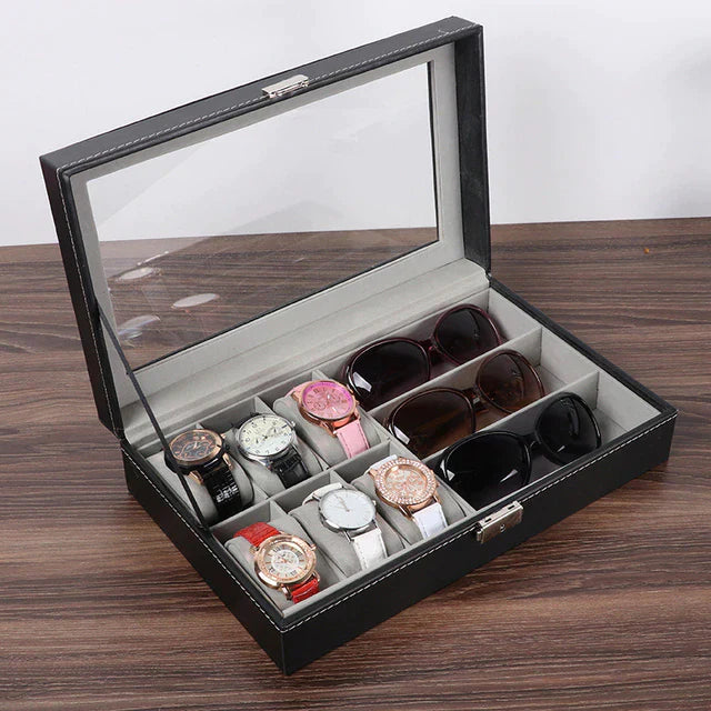 6 Watch and 3 Sunglasses Organizer – Faux Leather - Image 2
