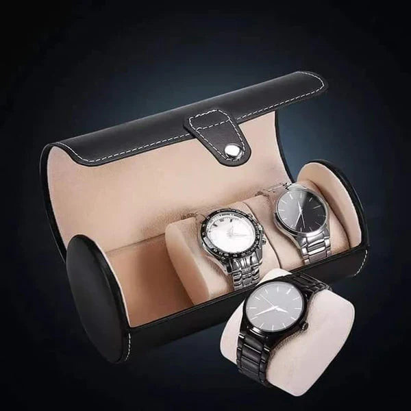PU Leather 3 Grid Watch Pouch – Portable Travel Case - Image 2