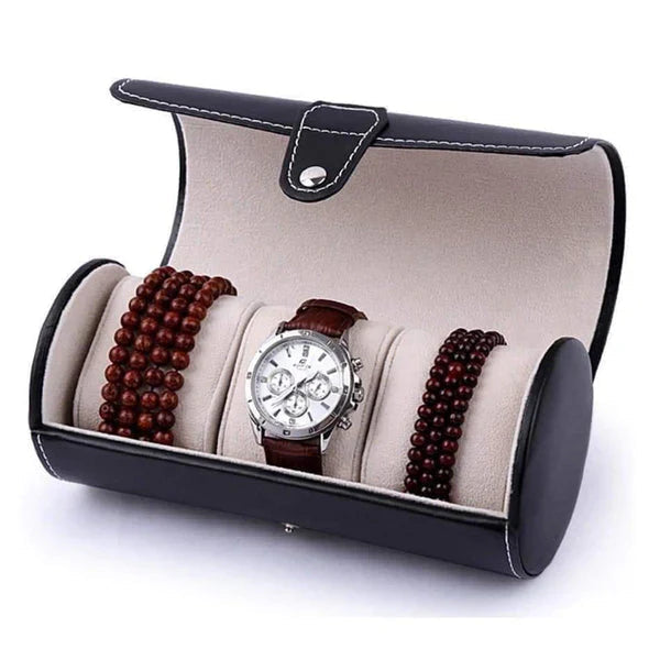PU Leather 3 Grid Watch Pouch – Portable Travel Case - Image 3