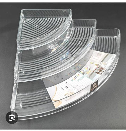 3-Tier Acrylic Corner Step Organizer | Clear Stepped Display Rack for Perfumes, Spices & Makeup