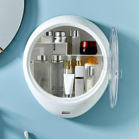 Round Cosmetic Storage Box with Clear Door