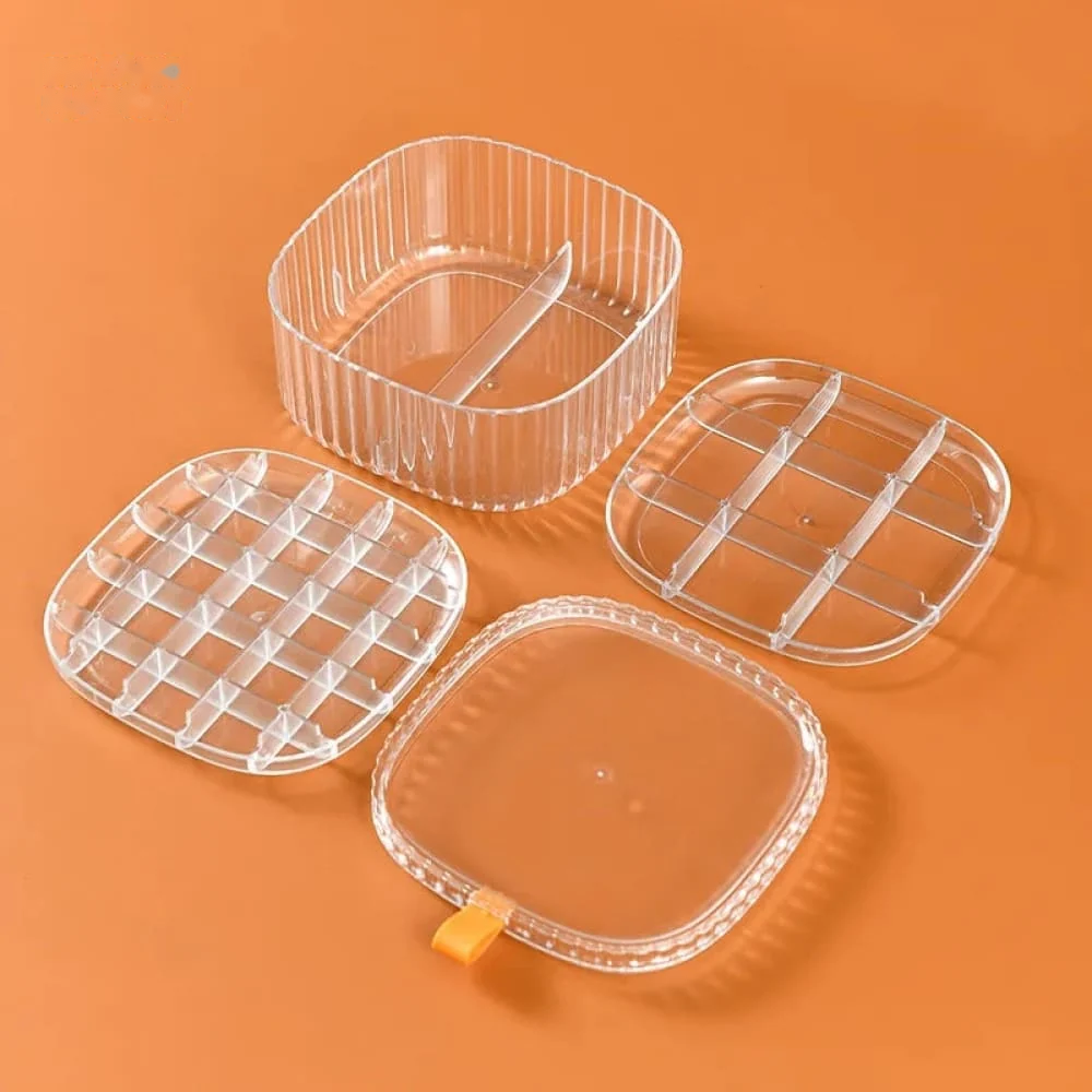 Crystal Jewelry Organizer – Clear Multi-Compartment Display Box for Rings, Earrings & Chains