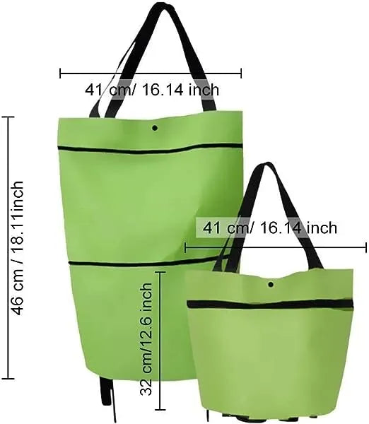 Foldable Rolling Shopping Bag with Wheels – Reusable Large Capacity Grocery Tote - Image 2
