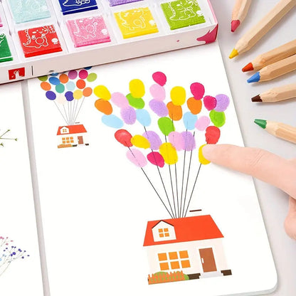 Kids Finger Painting Doodle Coloring Book – 12 Non-Toxic Paints + 30 Activity Cards