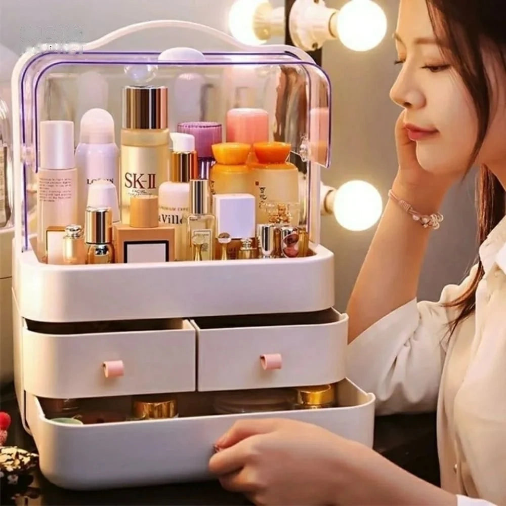 Double Doors Cosmetic Organizer – Large Capacity Makeup Storage Cabinet