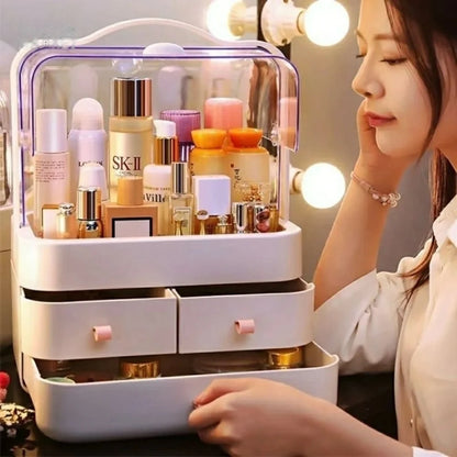 Double Doors Cosmetic Organizer – Large Capacity Makeup Storage Cabinet