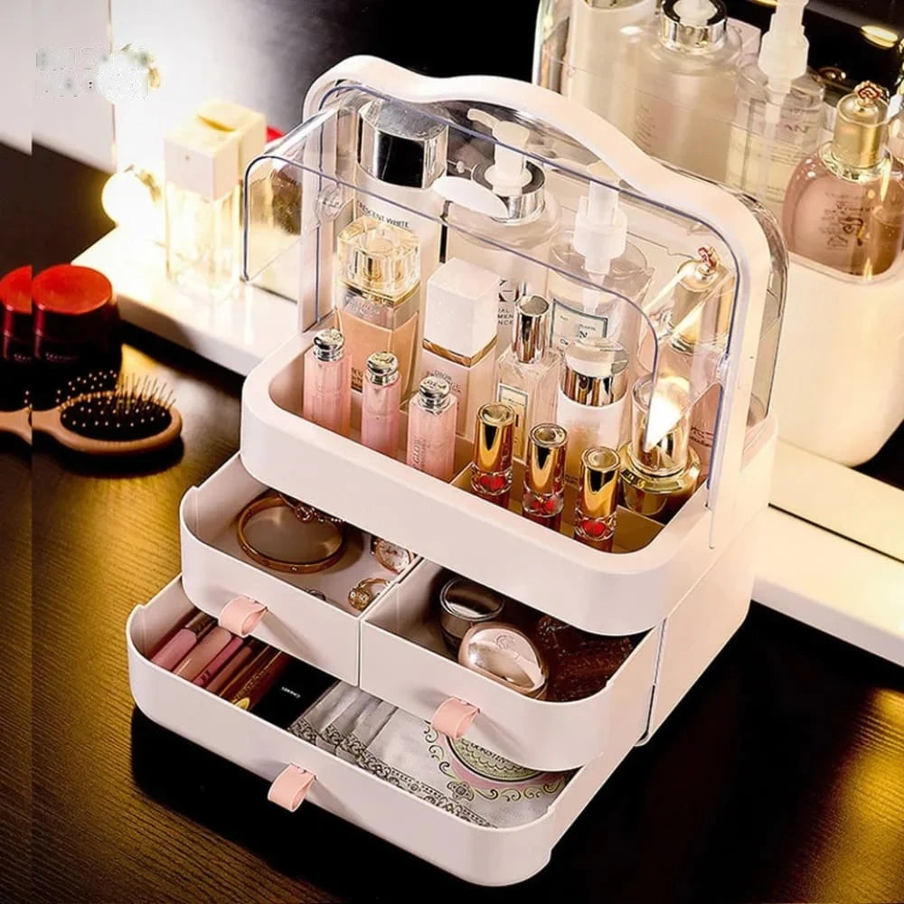 Double Doors Cosmetic Organizer – Large Capacity Makeup Storage Cabinet