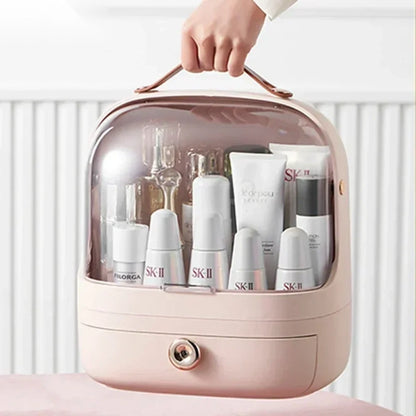 Dust-Proof Makeup Organizer with Lid & Drawers – Desktop & Bathroom Storage