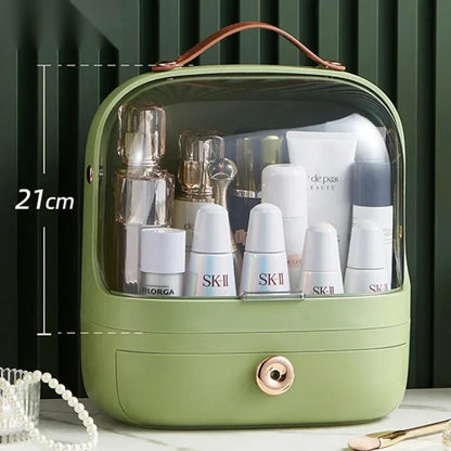 Dust-Proof Makeup Organizer with Lid & Drawers – Desktop & Bathroom Storage
