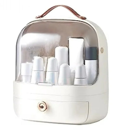 Dust-Proof Makeup Organizer with Lid & Drawers – Desktop & Bathroom Storage