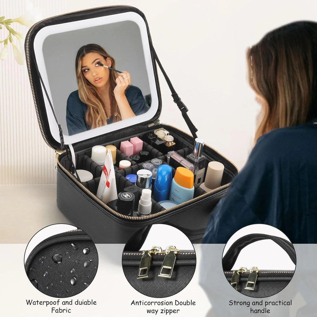Shenish™ Smart LED Makeup Case with Mirror - Portable Lighted Storage