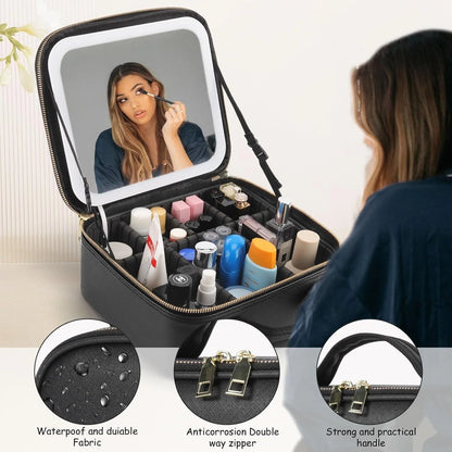 Shenish™ Smart LED Makeup Case with Mirror - Portable Lighted Storage