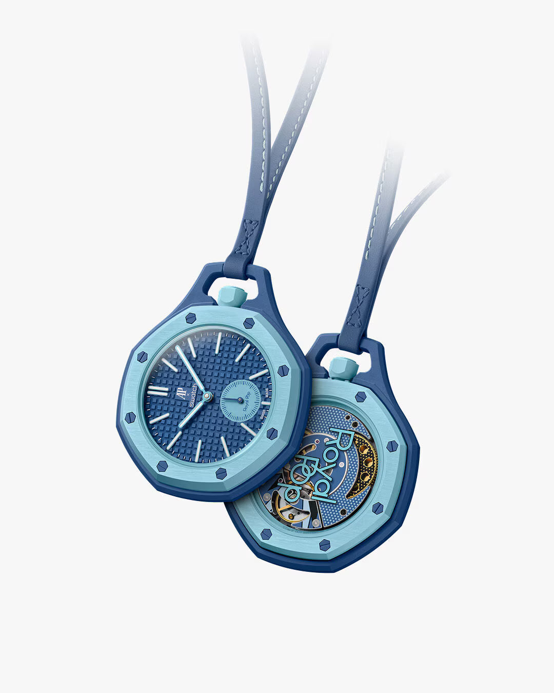 LAN BA Royal Pop model watch with Bio Ceramic case and blue silicone strap