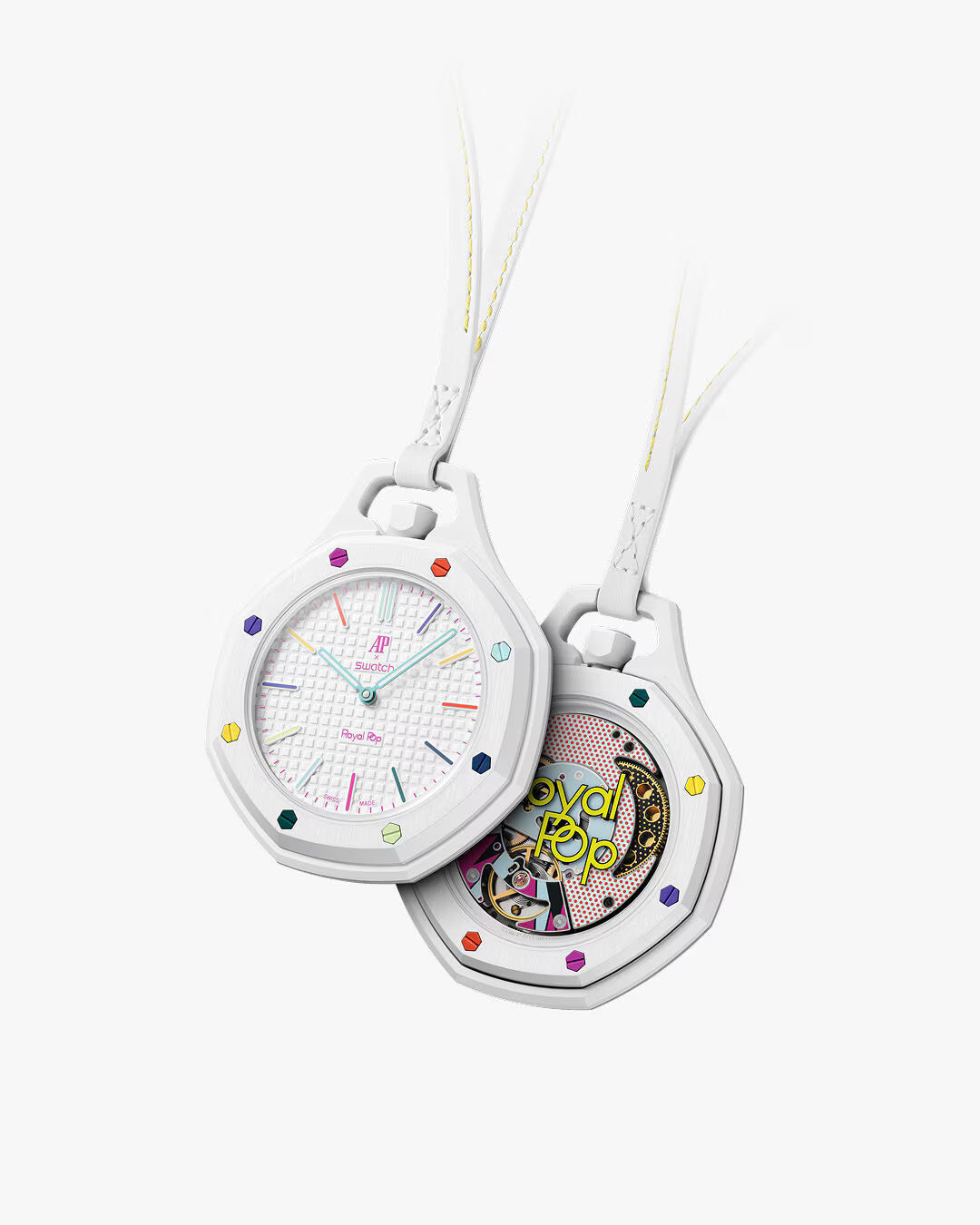 HUIT BLANC Royal Pop model watch with Bio Ceramic case and white silicone strap