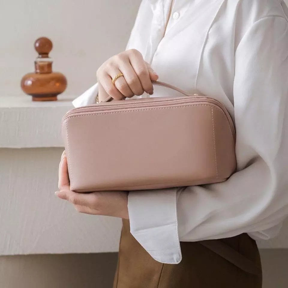 Large Capacity Leather Travel Cosmetic Bag - Image 6