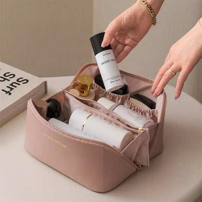 Large Capacity Leather Travel Cosmetic Bag - Image 7