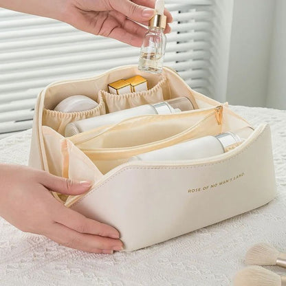 Large Capacity Leather Travel Cosmetic Bag - Image 1