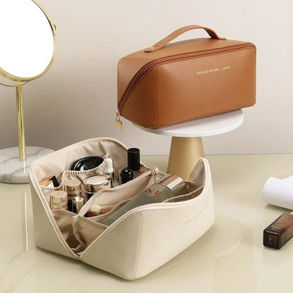 Large Capacity Leather Travel Cosmetic Bag - Image 2