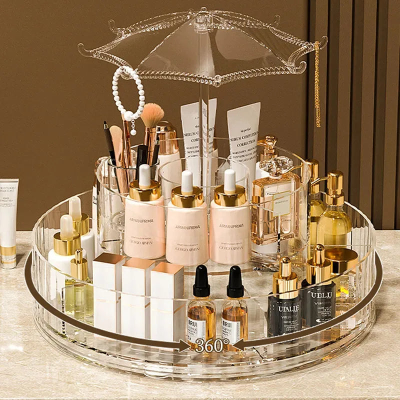 360 Degree Makeup Organizer with Clear Acrylic Design