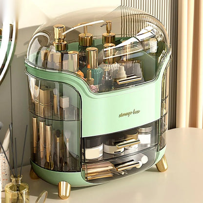 Luxury 360° Rotating Cosmetic Organizer – Moisture-Proof Makeup Storage Box (White)