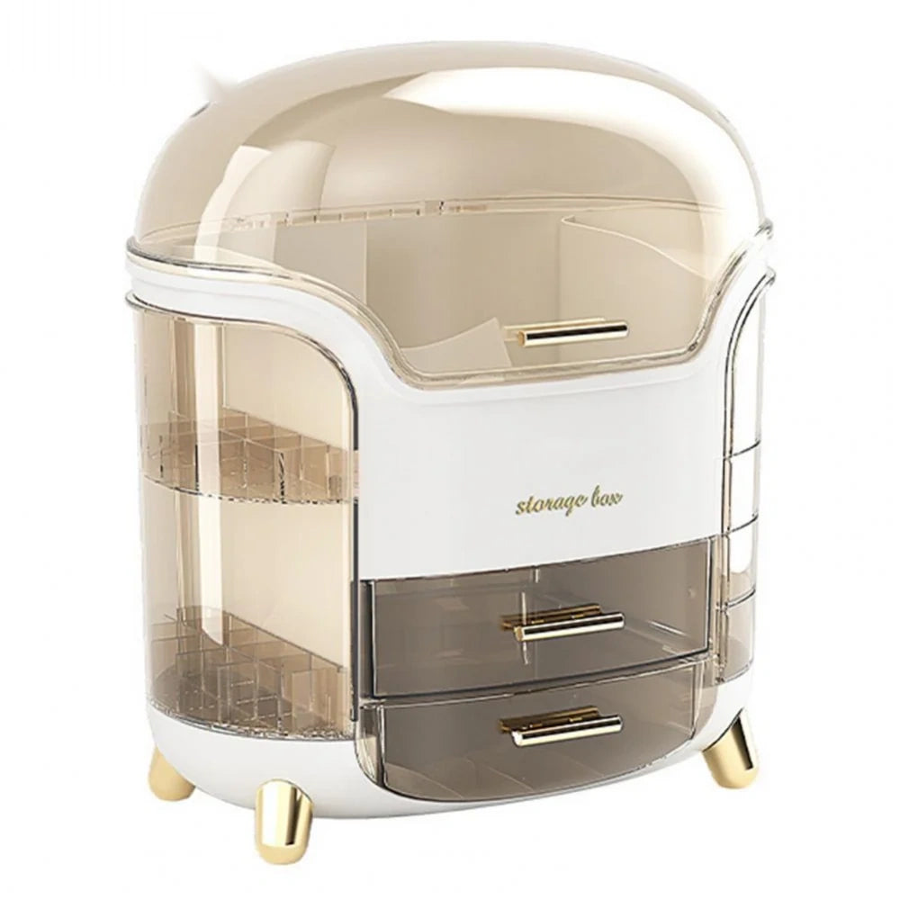Luxury 360° Rotating Cosmetic Organizer – Moisture-Proof Makeup Storage Box (White)