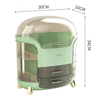 Luxury 360° Rotating Cosmetic Organizer – Moisture-Proof Makeup Storage Box (White)