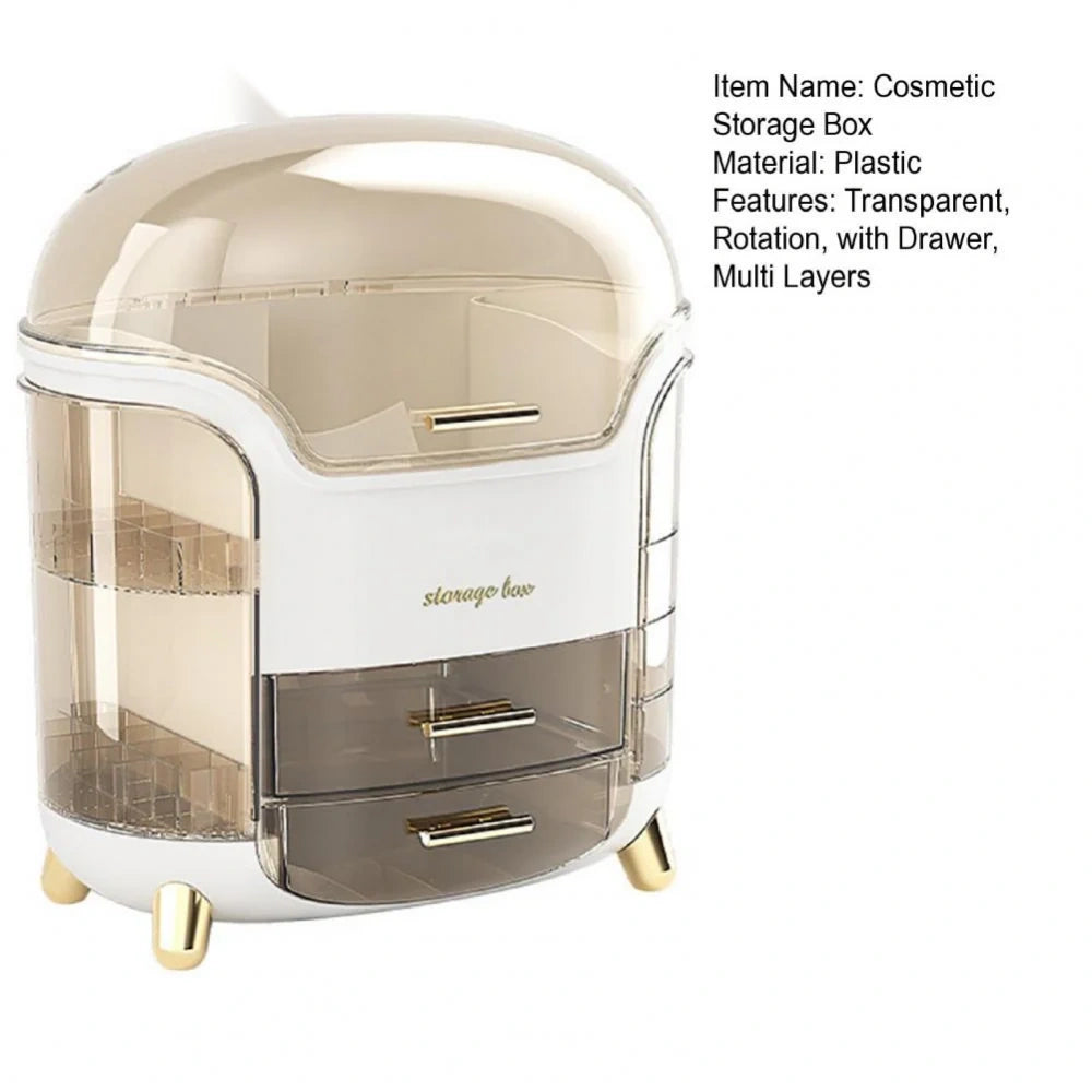 Luxury 360° Rotating Cosmetic Organizer – Moisture-Proof Makeup Storage Box (White)