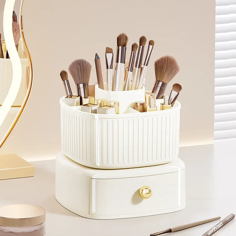 Makeup Brush Storage Box with Drawer Organizer