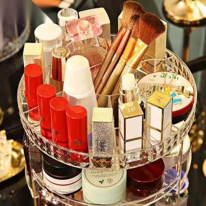 360° Rotating Cosmetic Organizer – Transparent Clear Makeup Storage Carousel