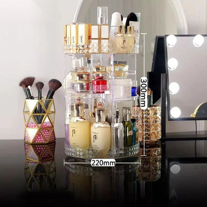 360° Rotating Cosmetic Organizer – Transparent Clear Makeup Storage Carousel