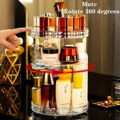 360° Rotating Cosmetic Organizer – Transparent Clear Makeup Storage Carousel